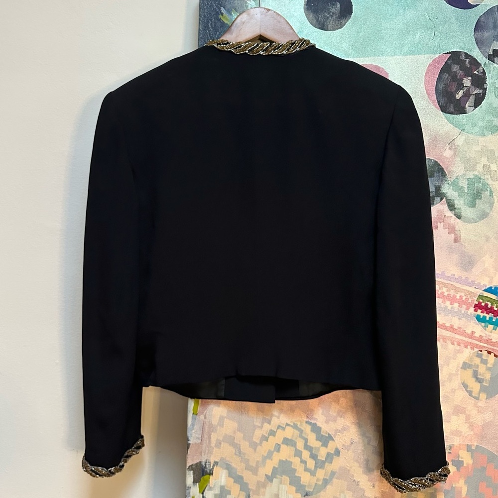Vintage Louis Feraud 1990s beaded boxy black and gold blazer jacket - Picture 6 of 11